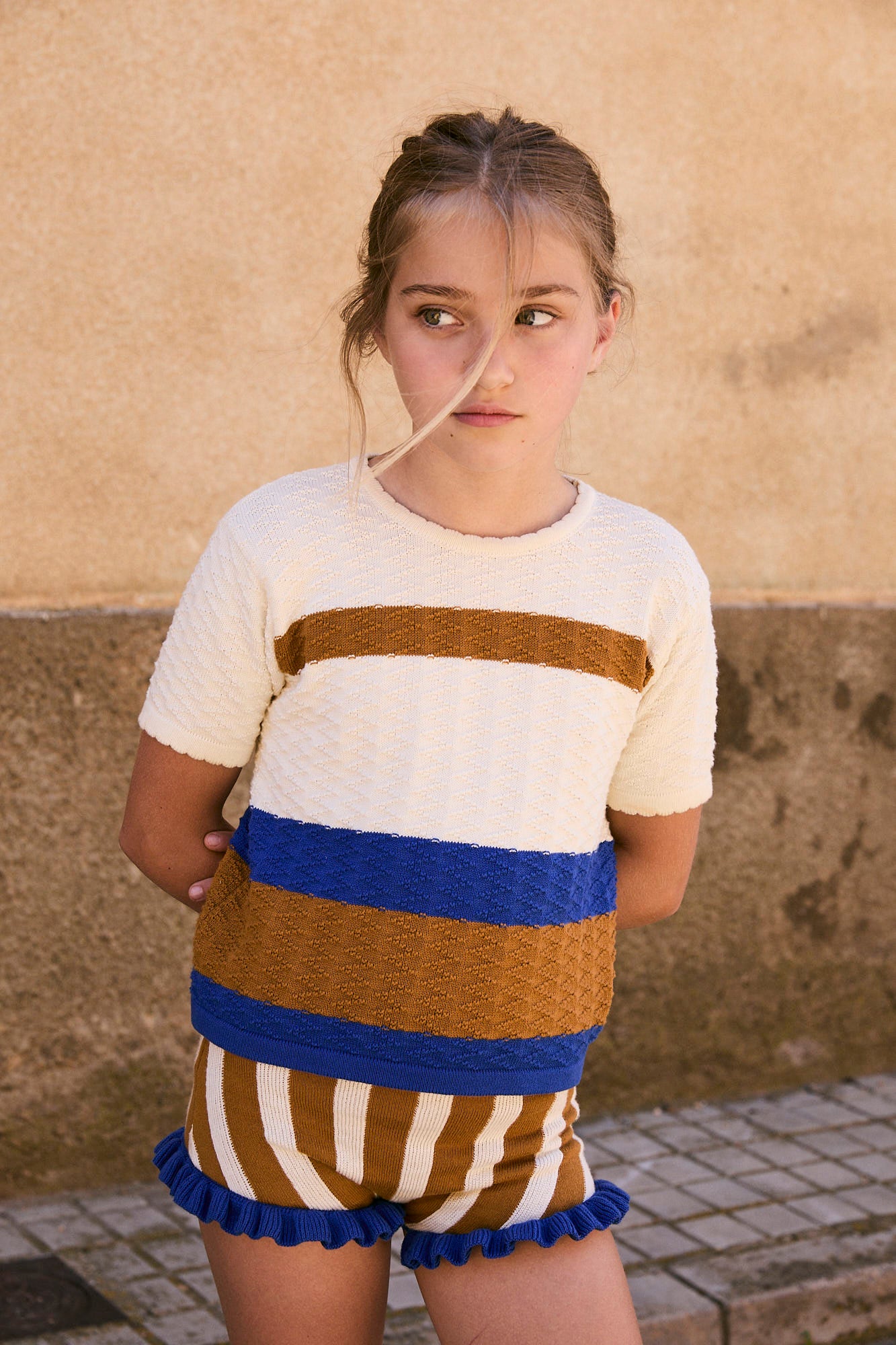 Caramel jacquard knit bloomer girl