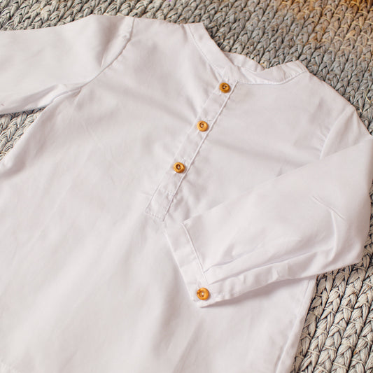 White batist polo shirt