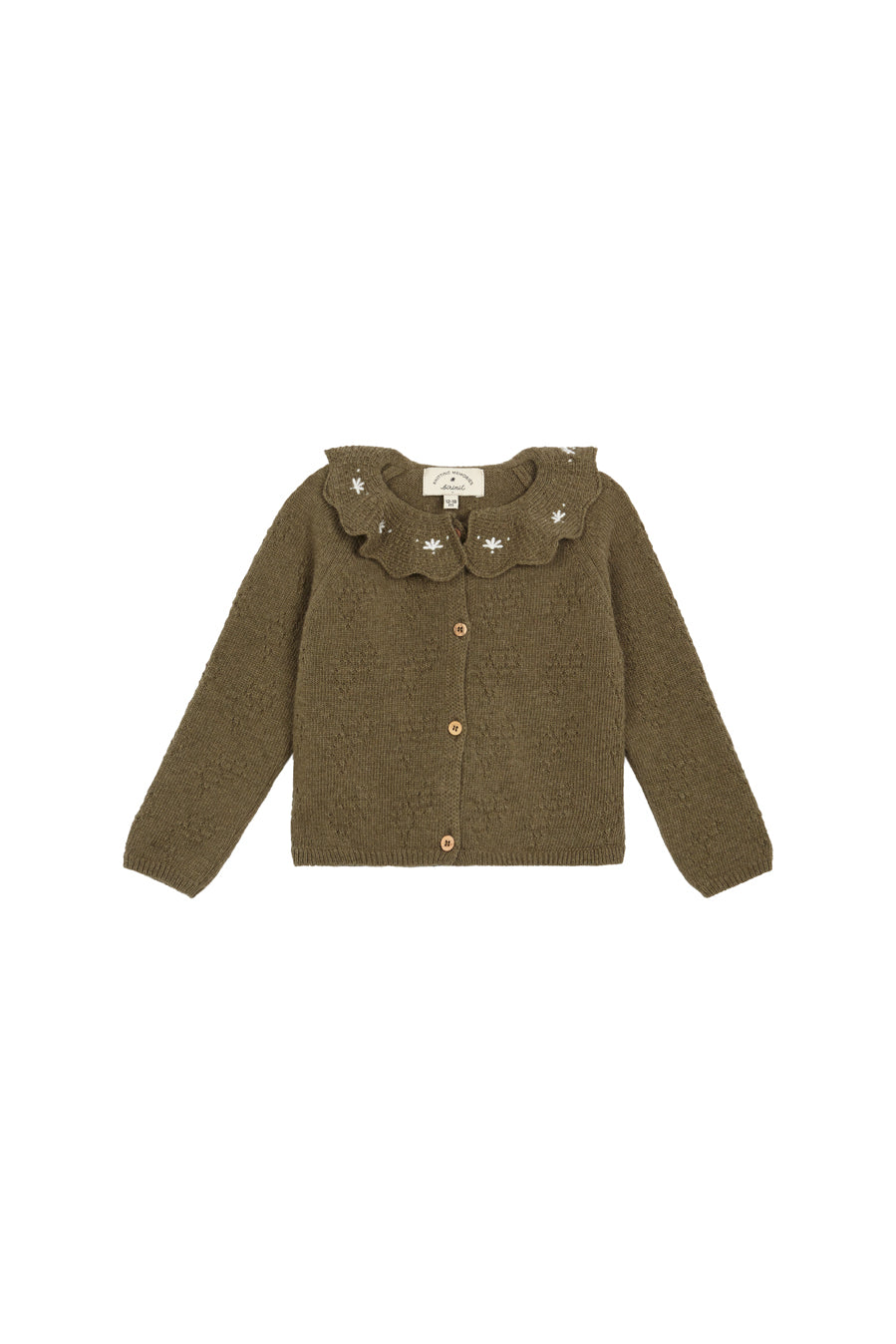 Green knit embroidered cardigan baby