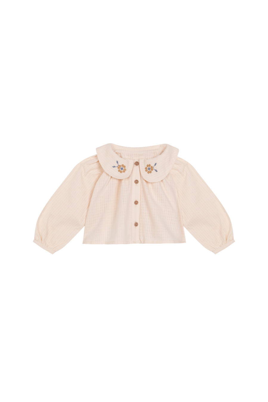 Camisa bordada cruda cuello Peter Pan