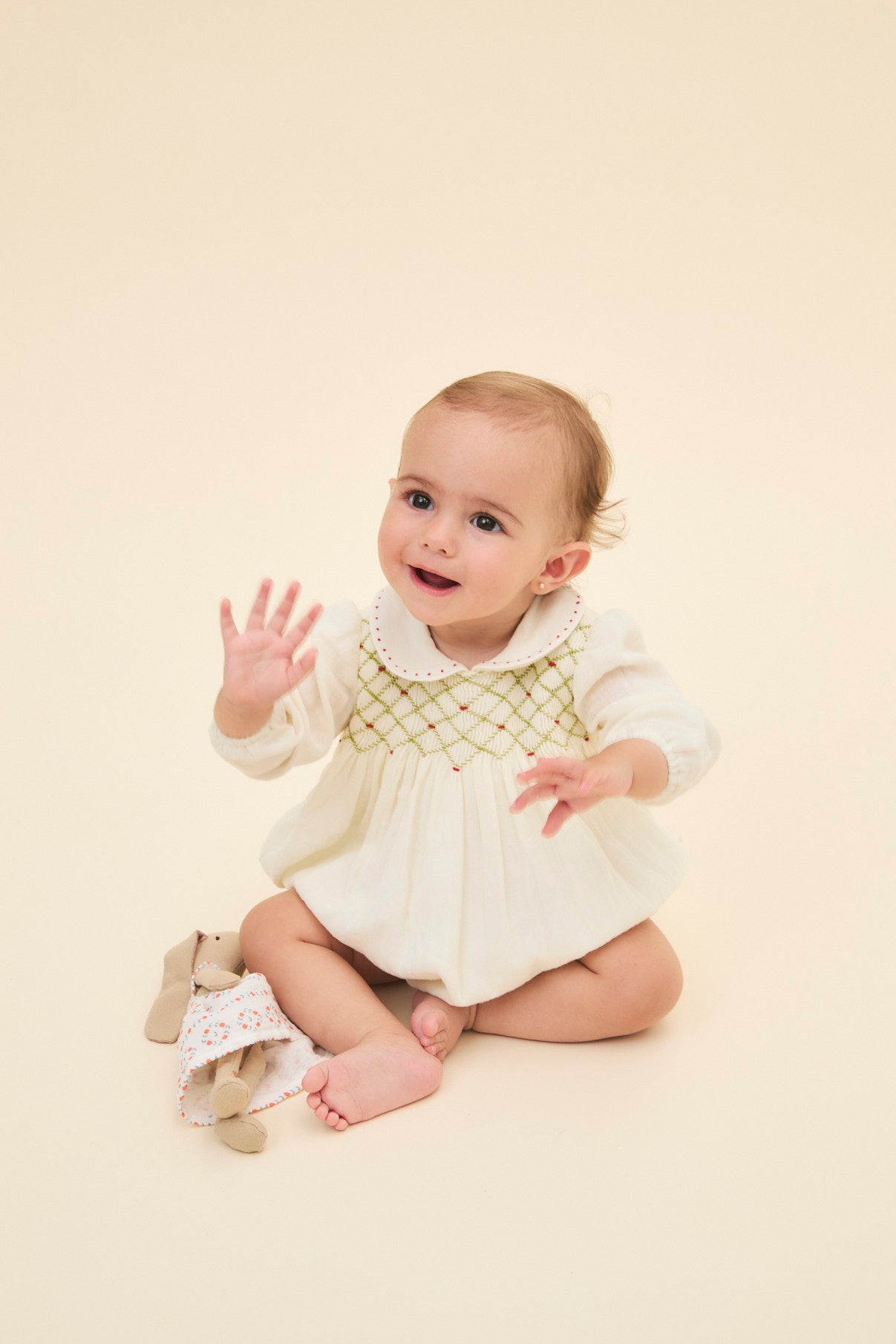 Charlotte smocked romper newborn