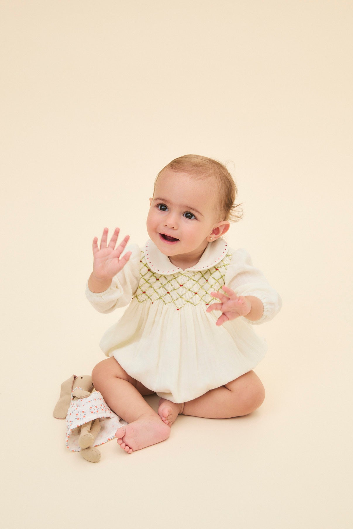 Charlotte smocked romper newborn