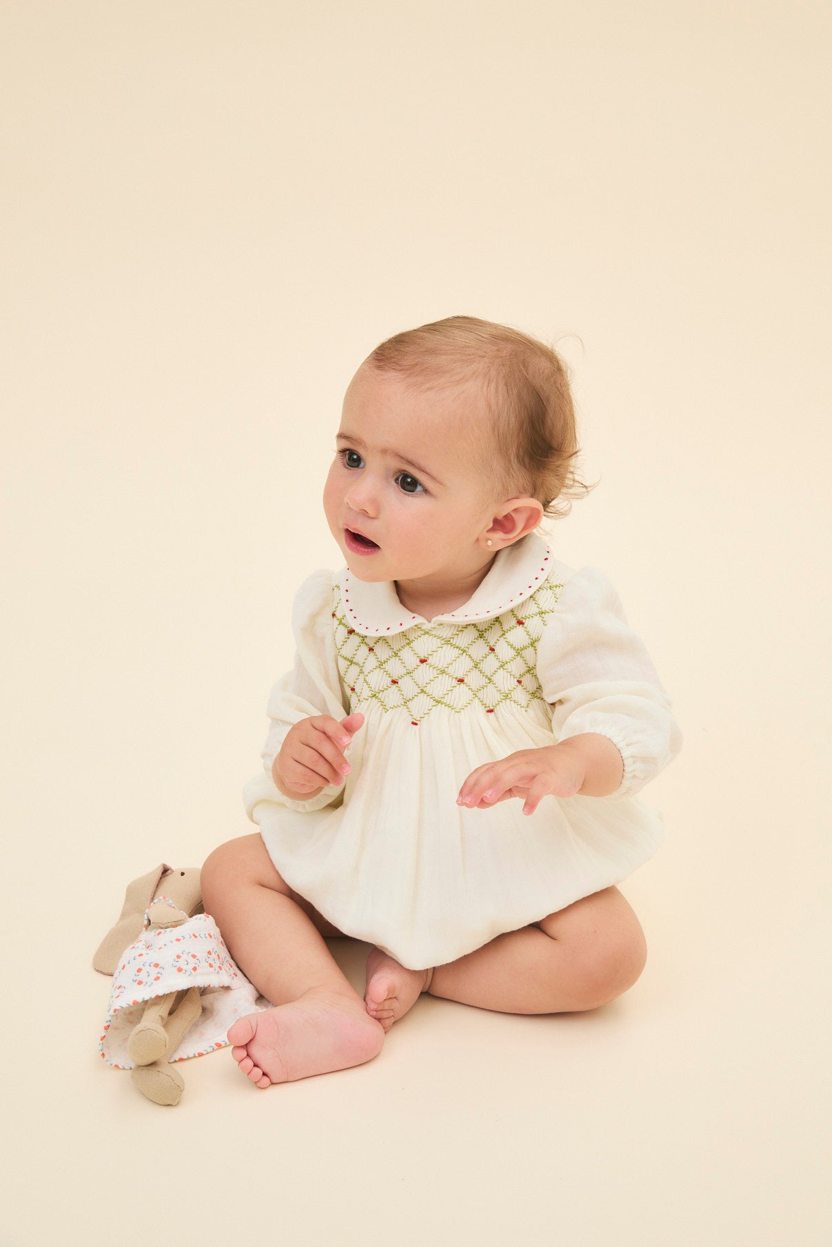 Charlotte smocked romper newborn