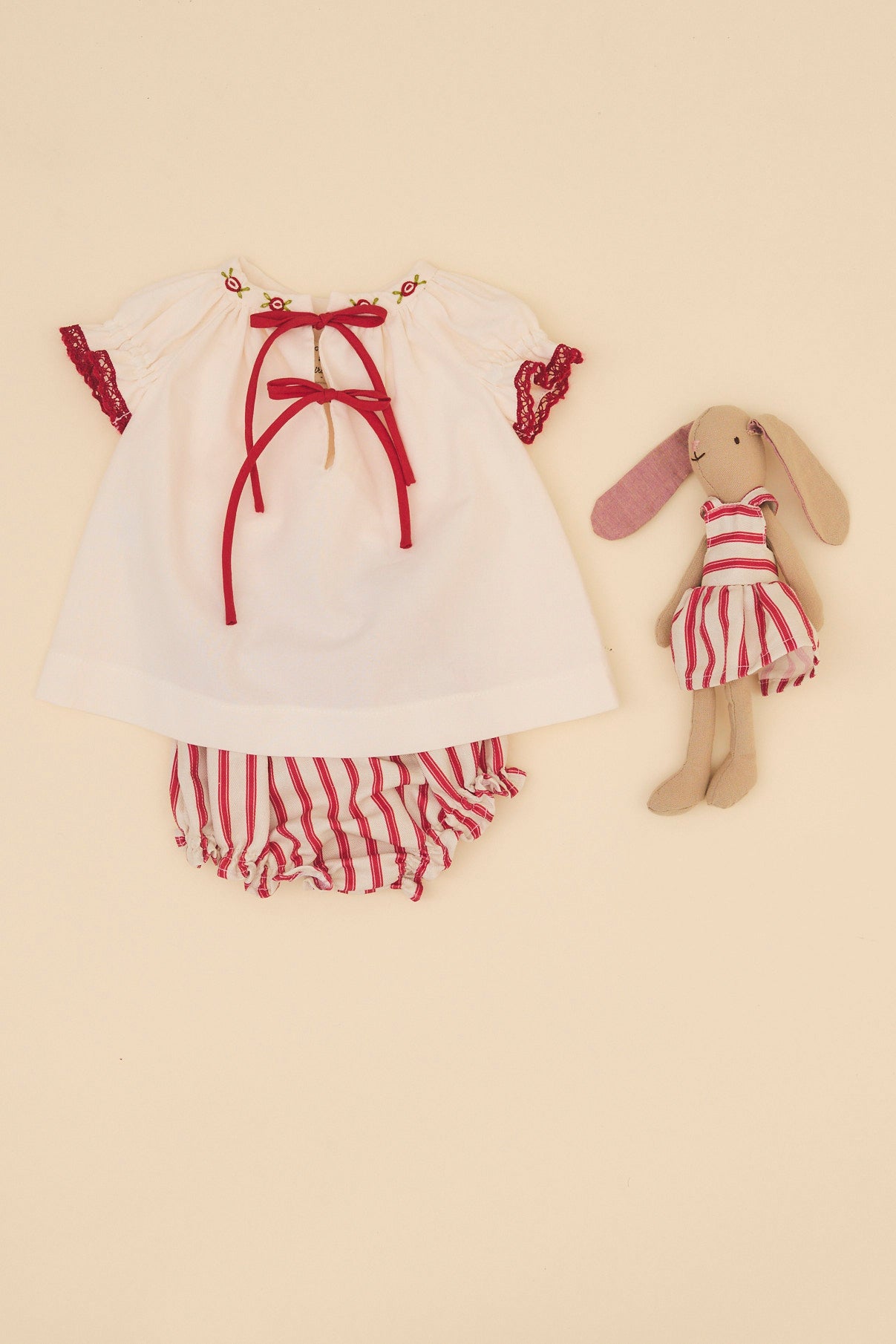 Red stripes blouse and bloomer set baby