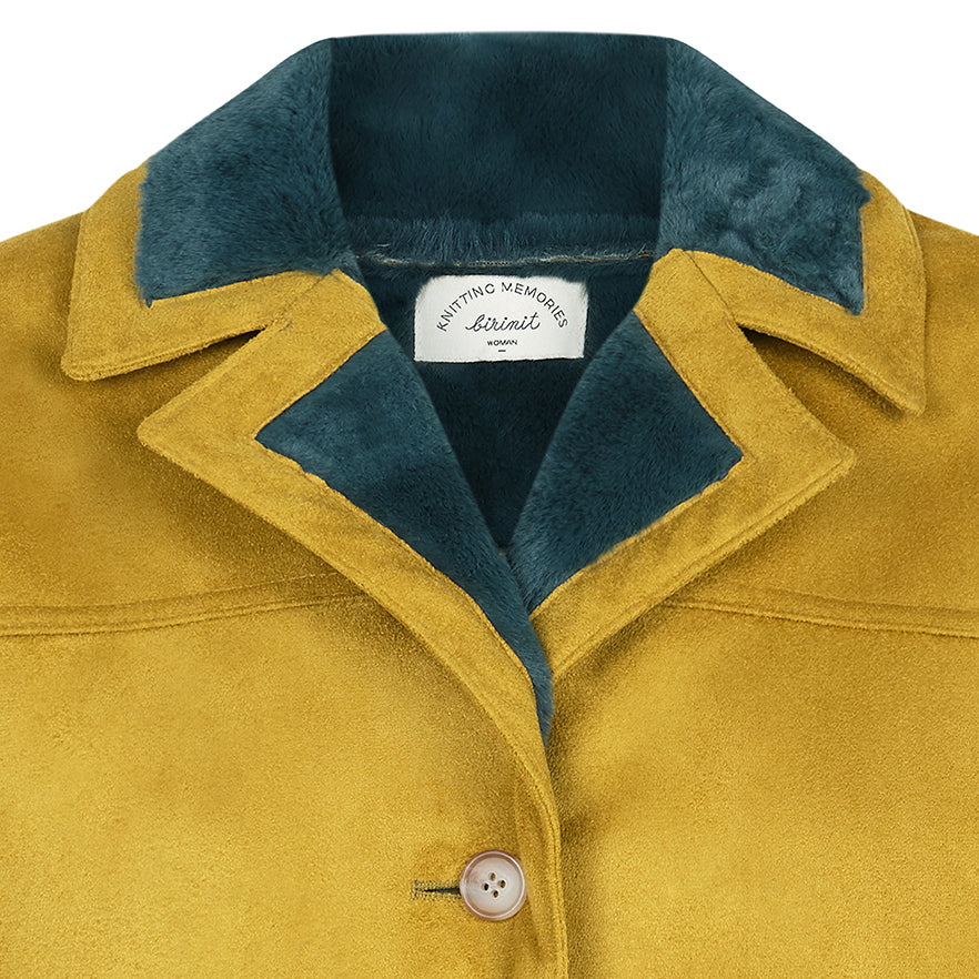 Woman Van Gogh Mustard coat with lapels