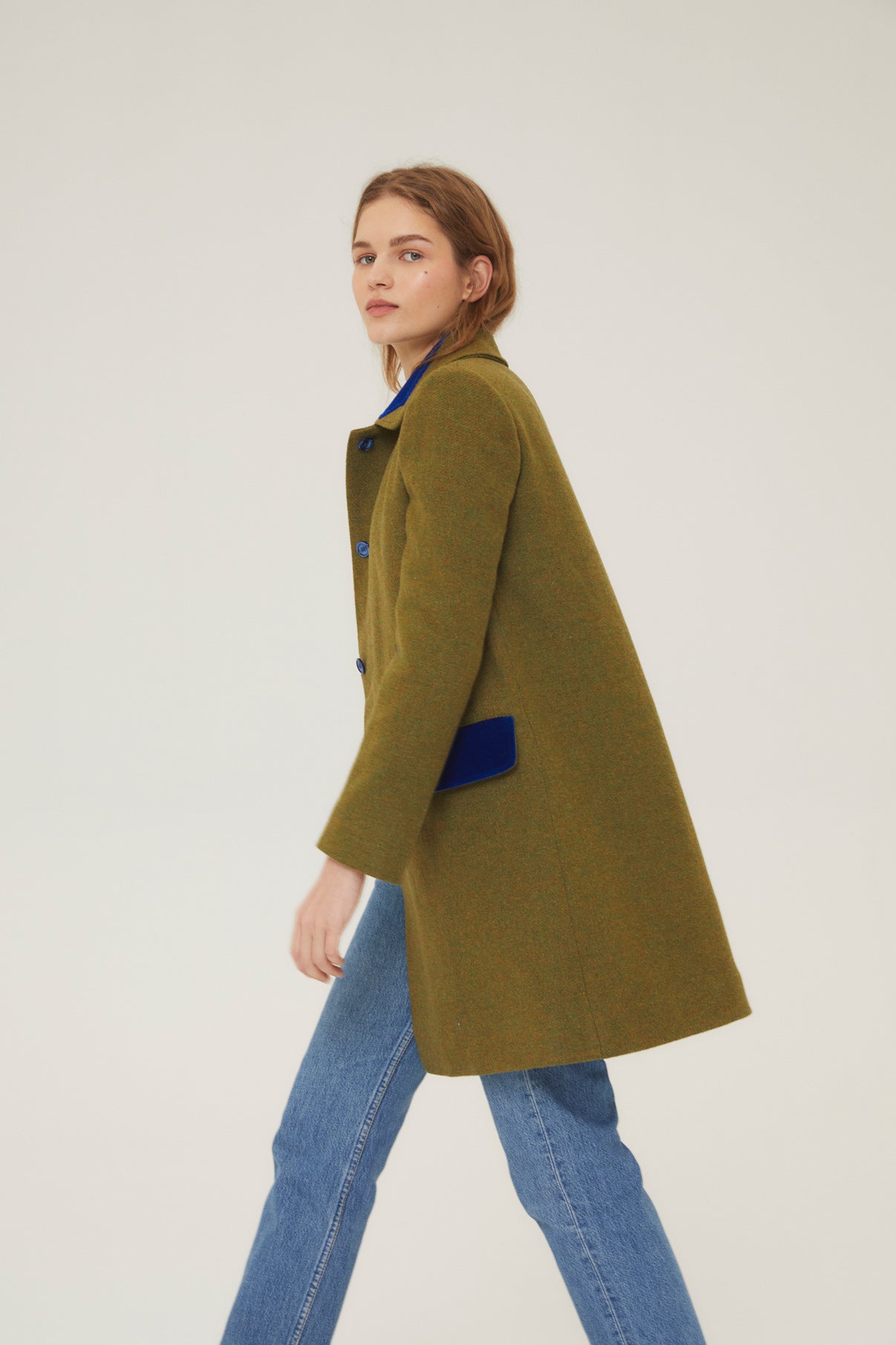 Woman Green Antique double pocket coat