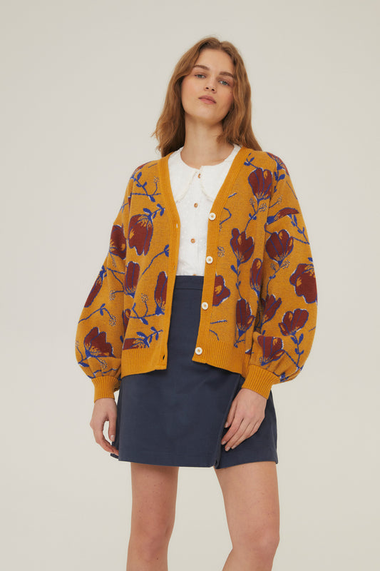 Woman Sari flower knit jacket