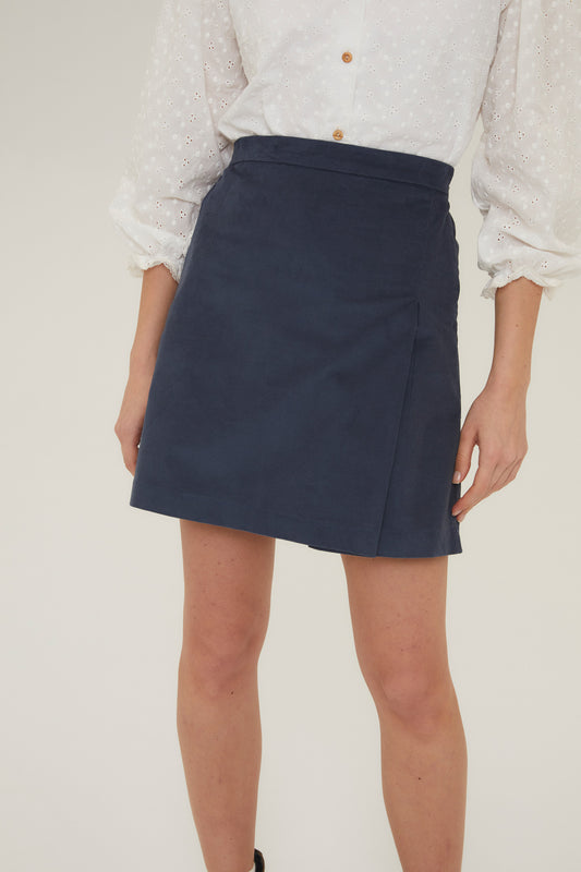 Woman Cobalt Blue velvet mini skirt