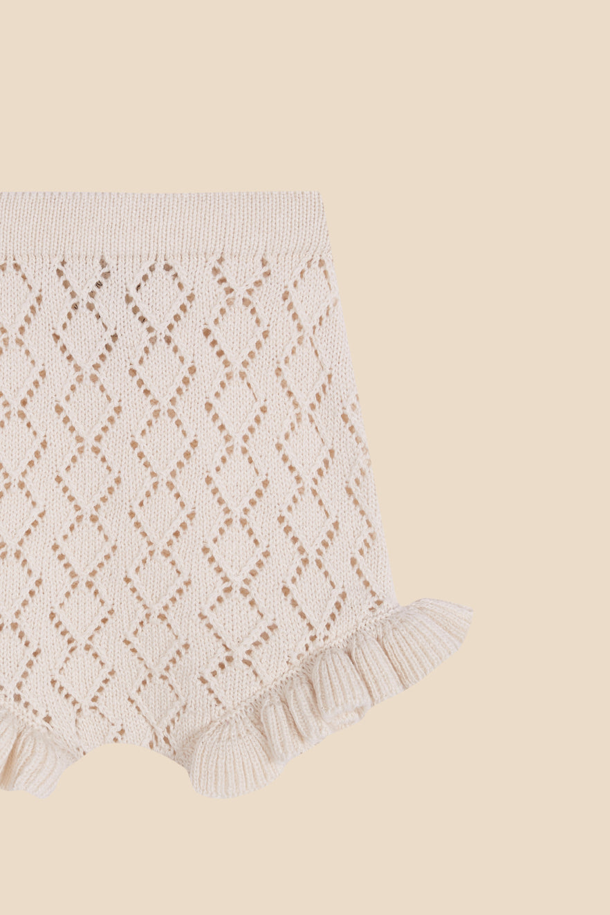 Ivory openwork bloomer short