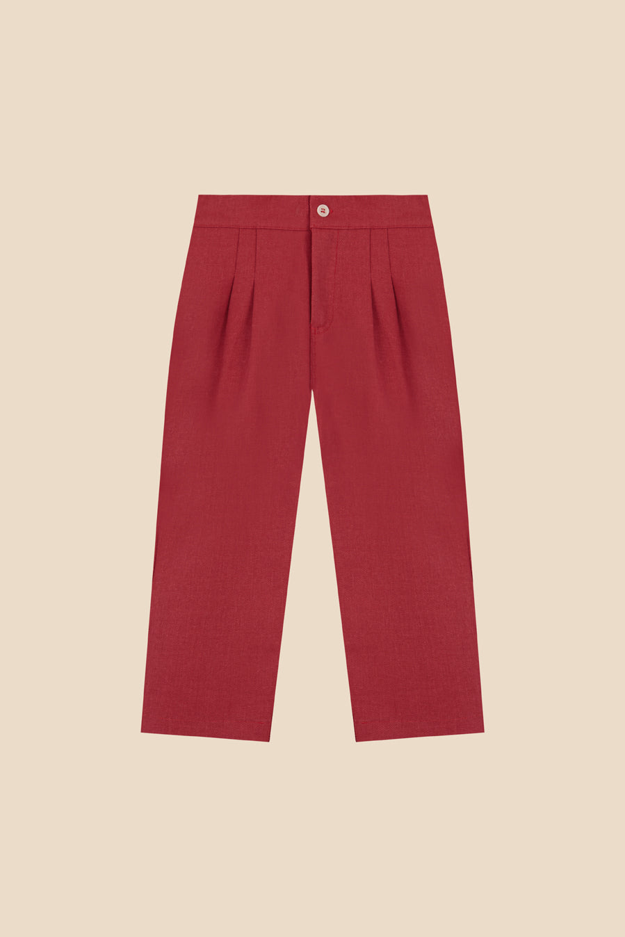 Cherry denim pleated trousers