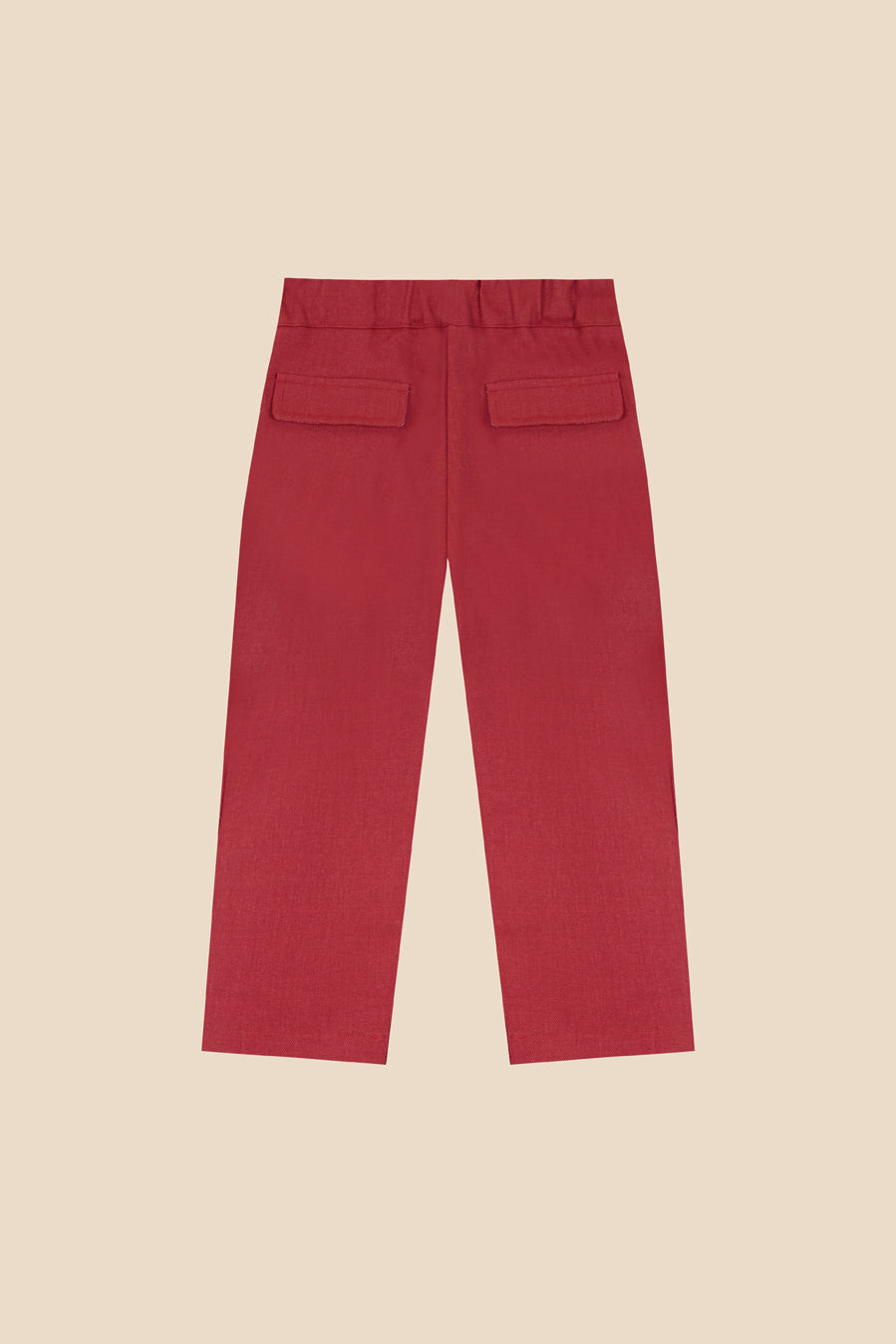 Cherry denim pleated trousers