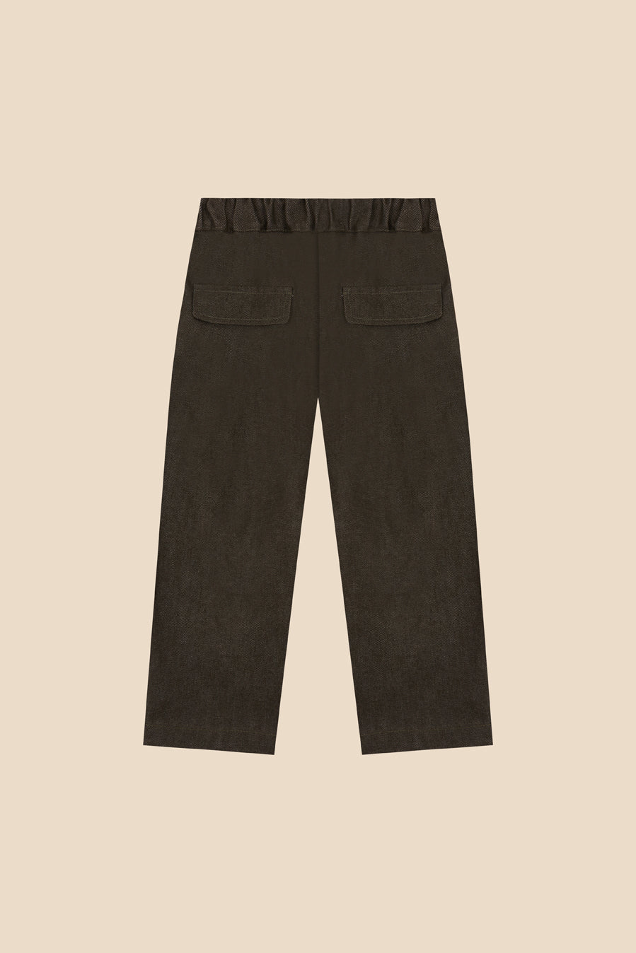 Kaki denim pleated trousers