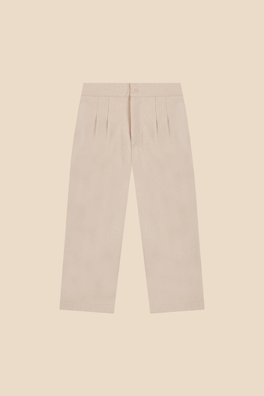 Pantalón pinzas denim Ivory