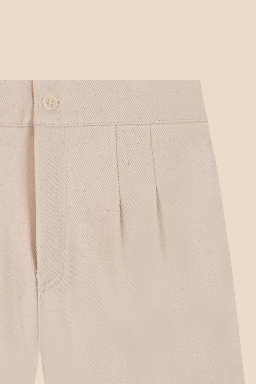 Pantalón pinzas denim Ivory