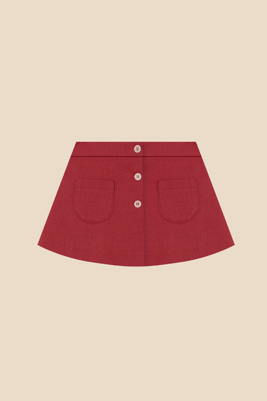 Cherry denim mini skirt