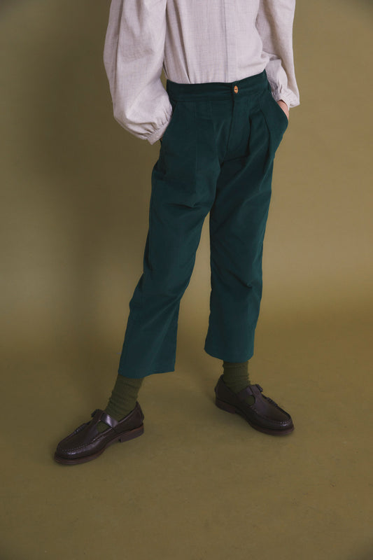 Pantalón pinzas velvet verde Antique kid