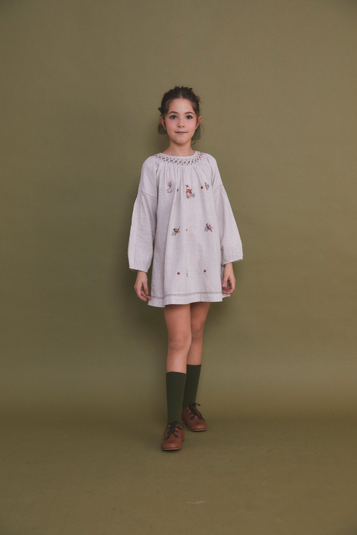 Deer embroidered dress