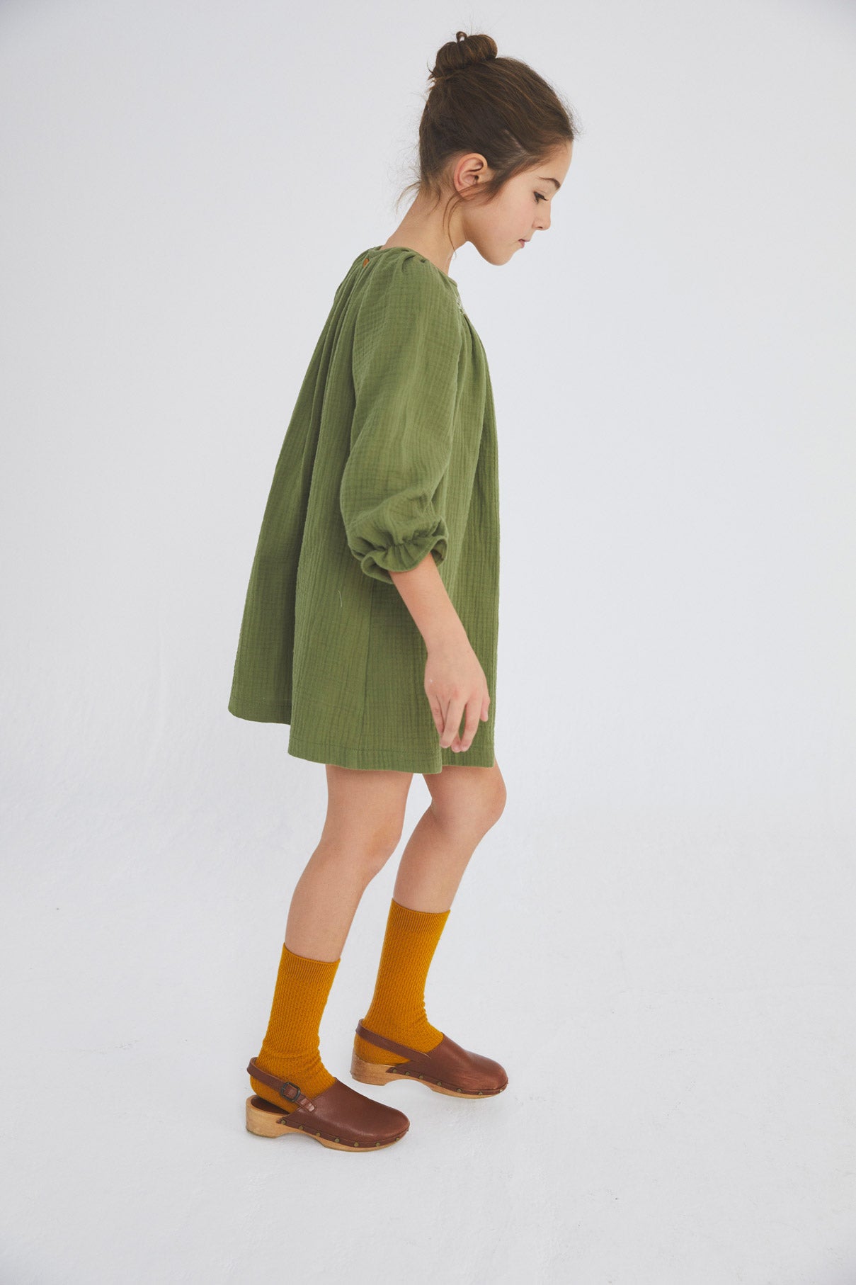 Green Antique smoked bambula dress