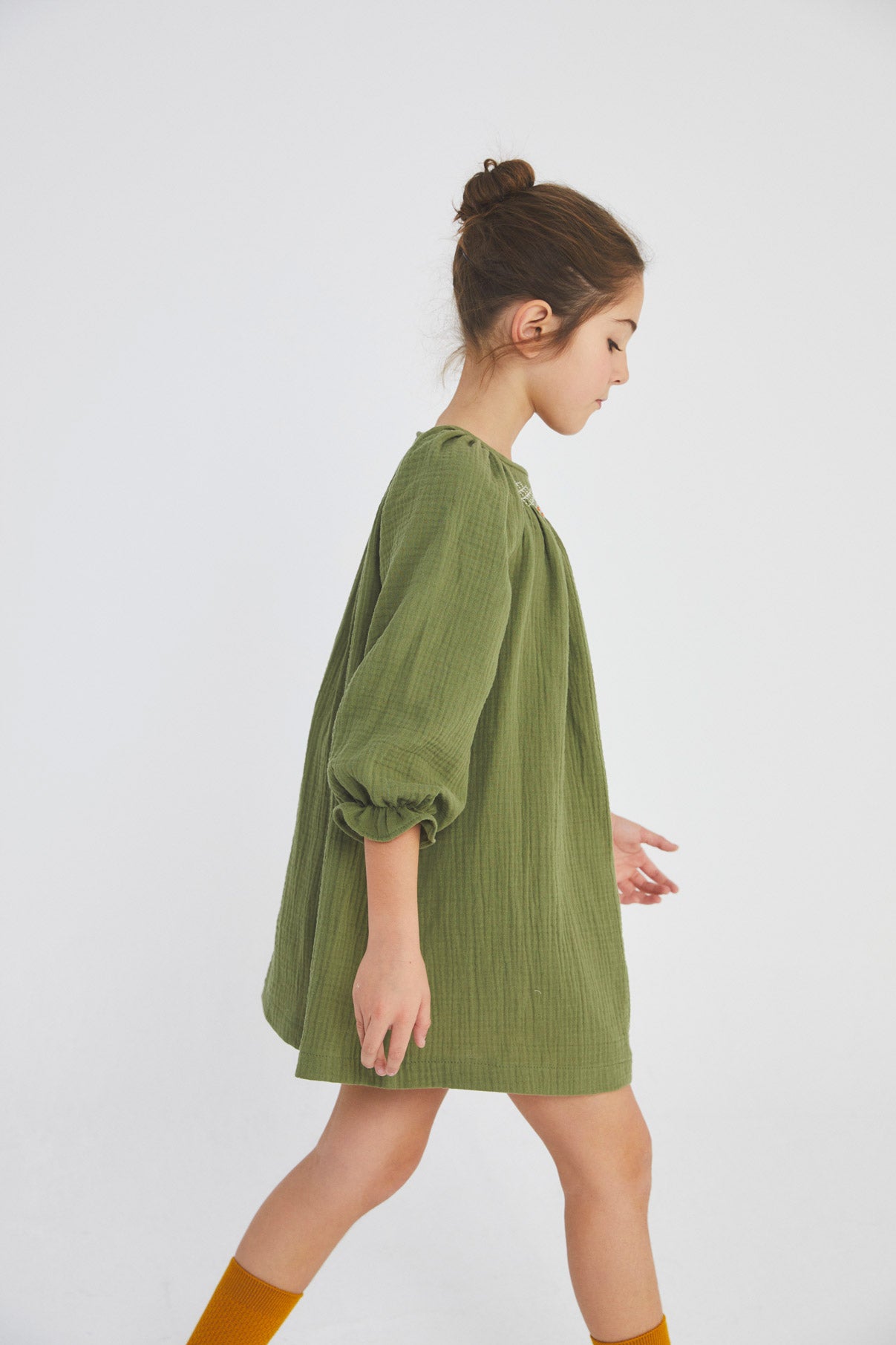 Green Antique smoked bambula dress