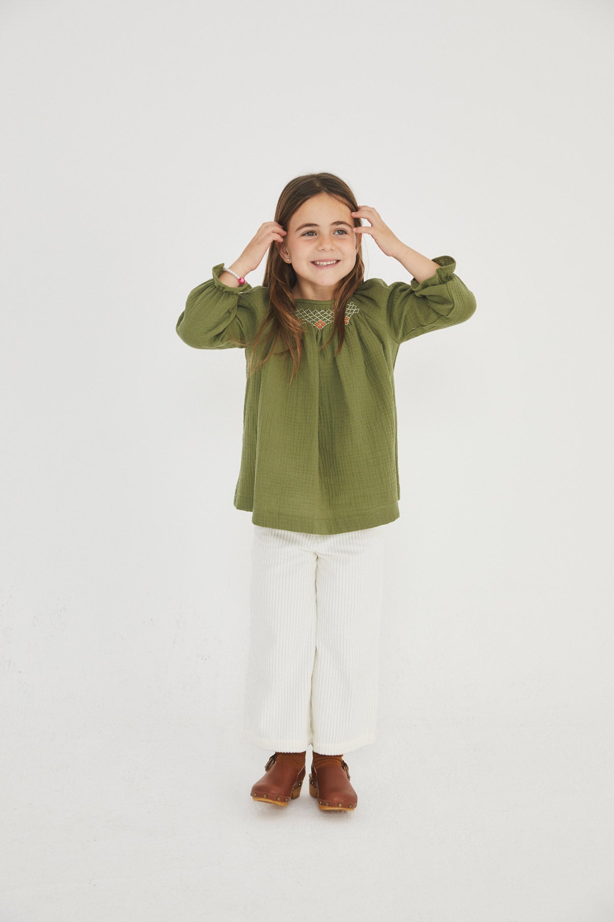 Ivory corduroy bell bottom pants kid