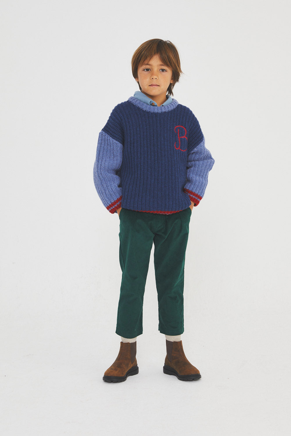 Cobalt Blue embroidered knit sweater kid