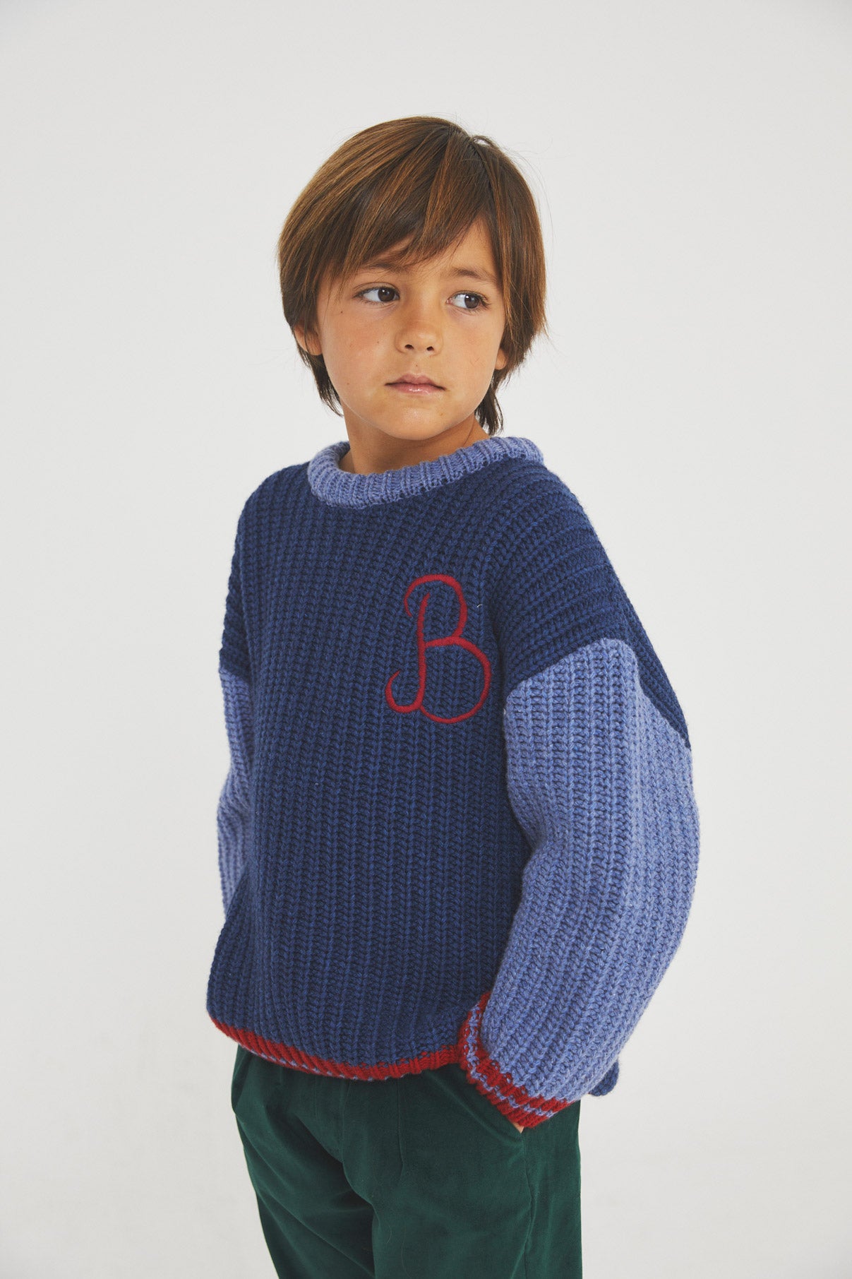 Cobalt Blue embroidered knit sweater kid