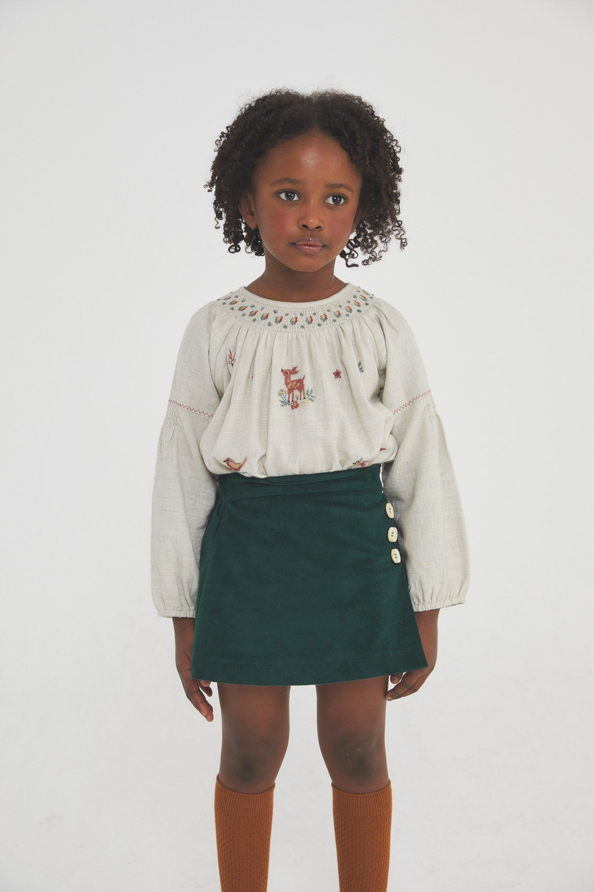 Mini falda velvet verde Antique kid