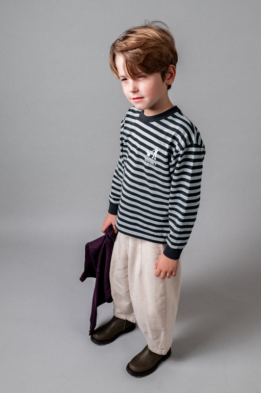 Camiseta rayas bordados niño