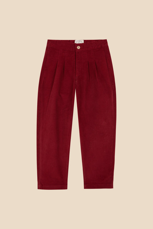 Pantalón pinzas pana Granate niño
