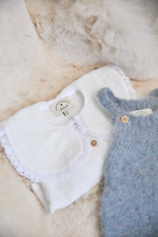 Light Blue knit romper new born