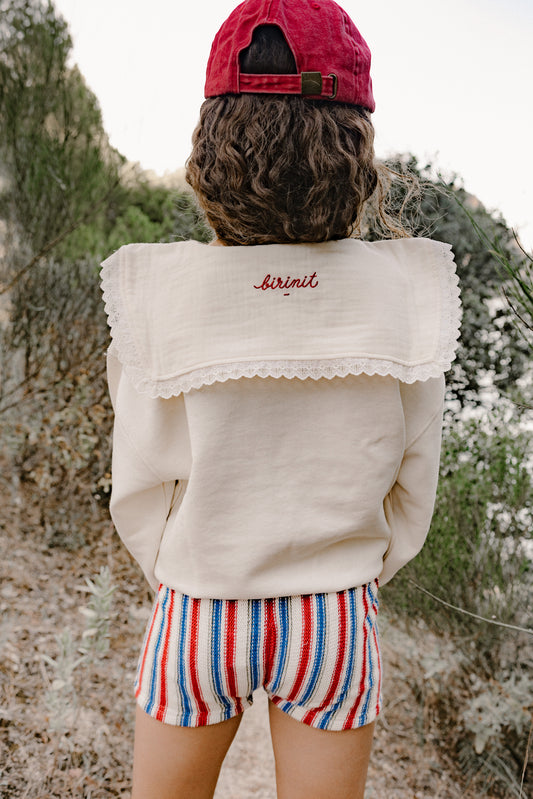 Ivory embroidered hoodie