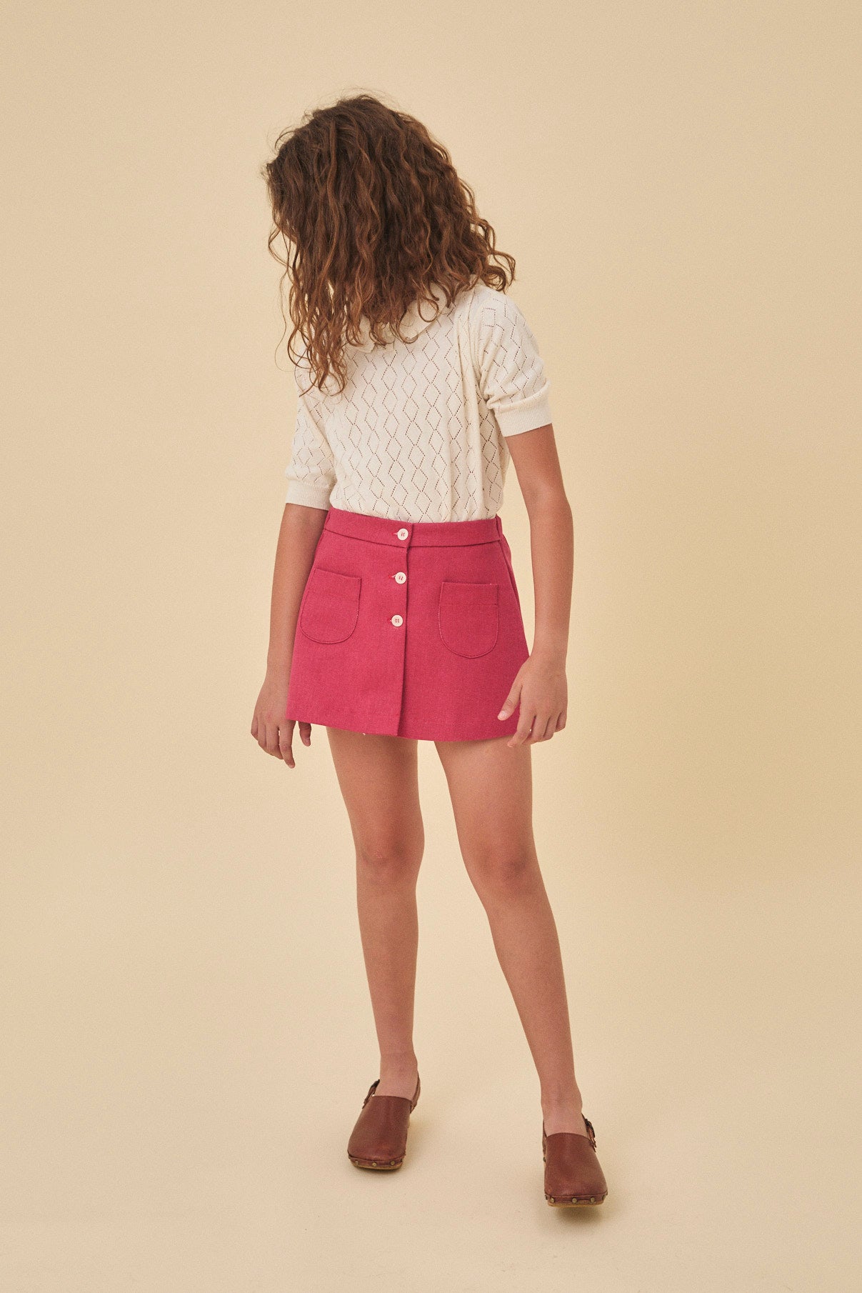 Cherry denim mini skirt