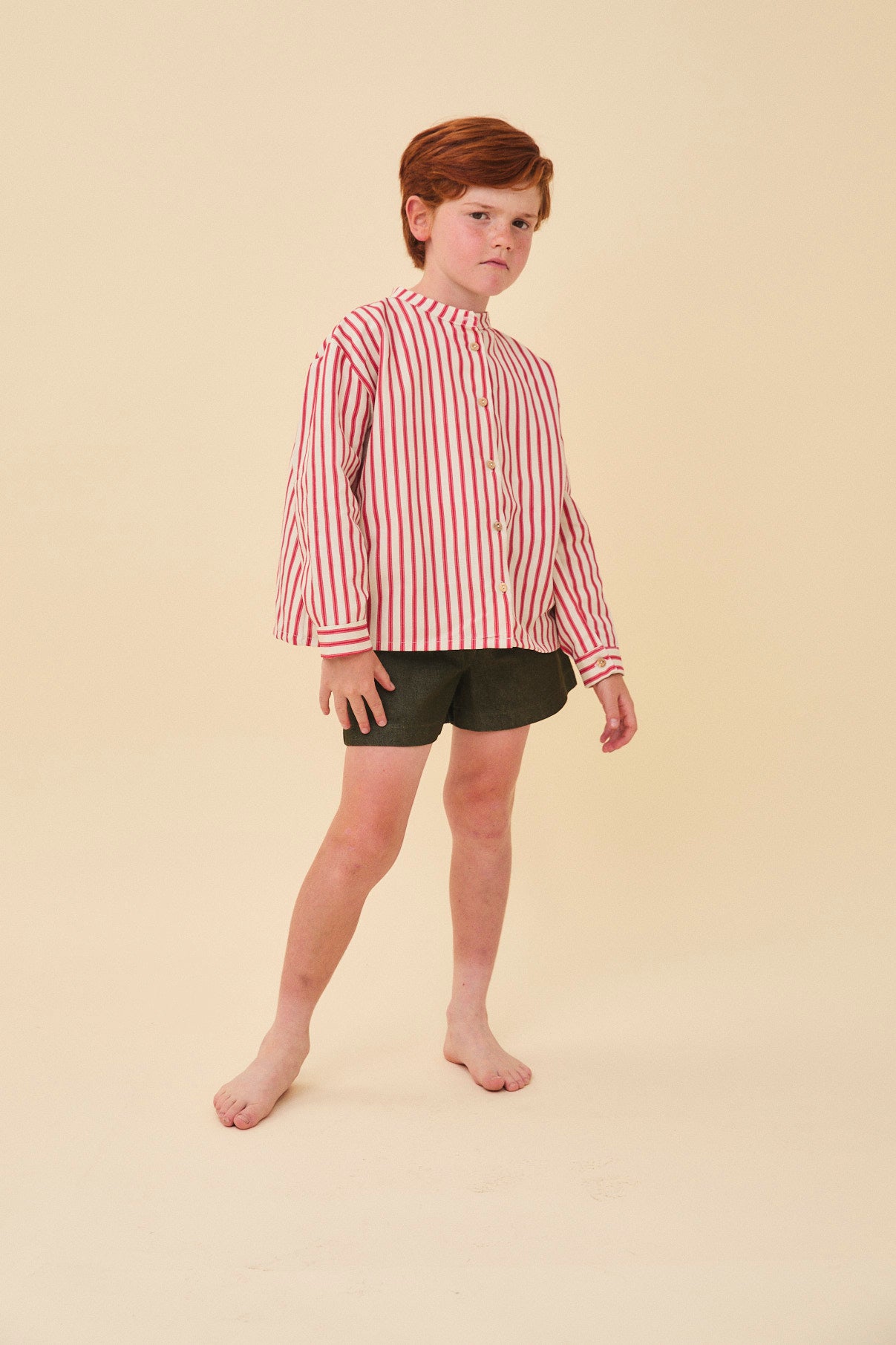 Red stripes polo shirt kids