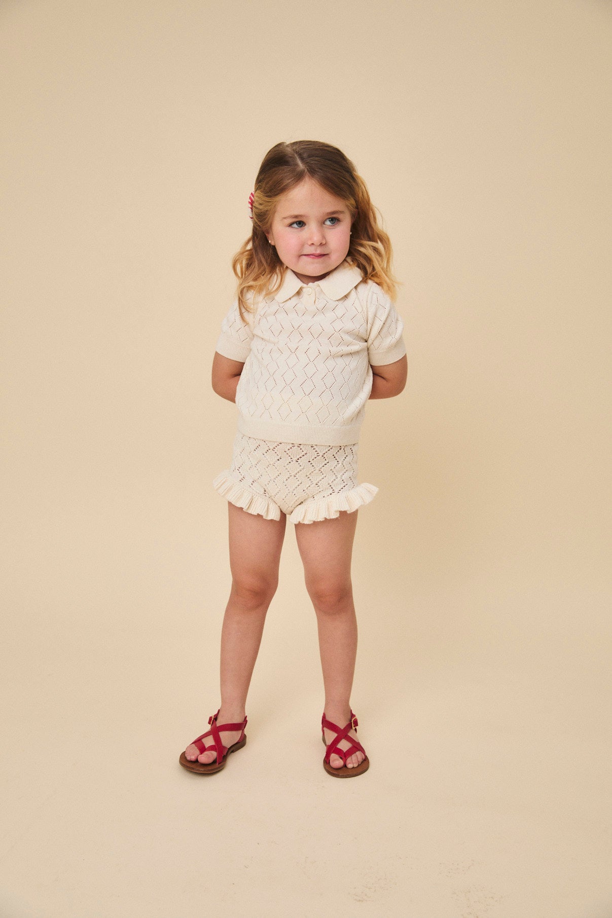 Ivory openwork bloomer short