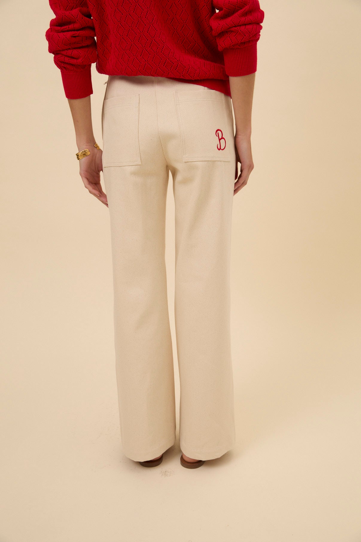 Woman denim Ivory pants