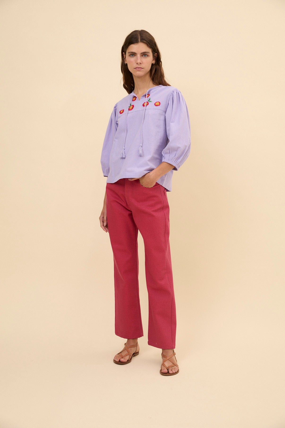 Woman denim Cherry pants