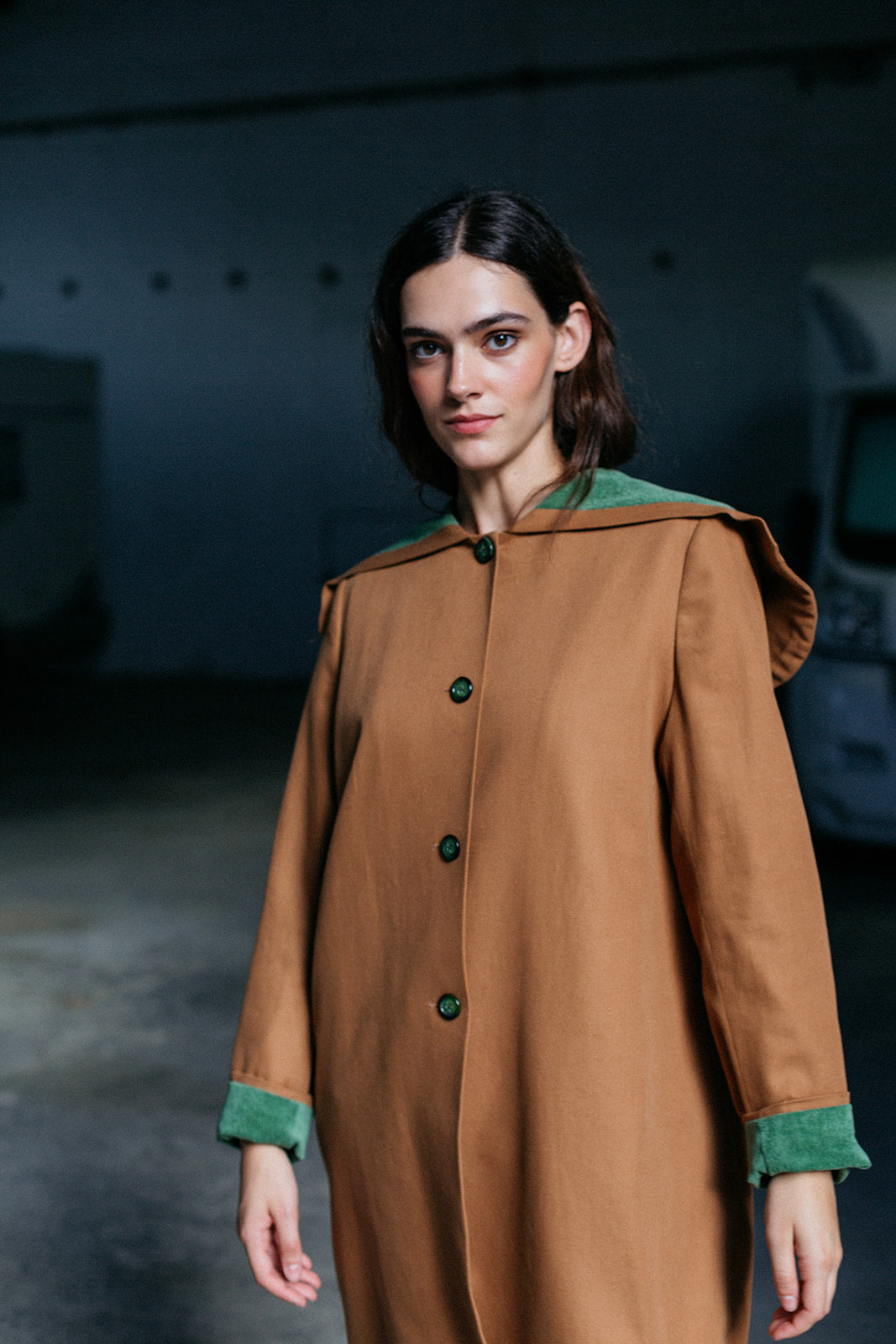 Woman toffee trench coat