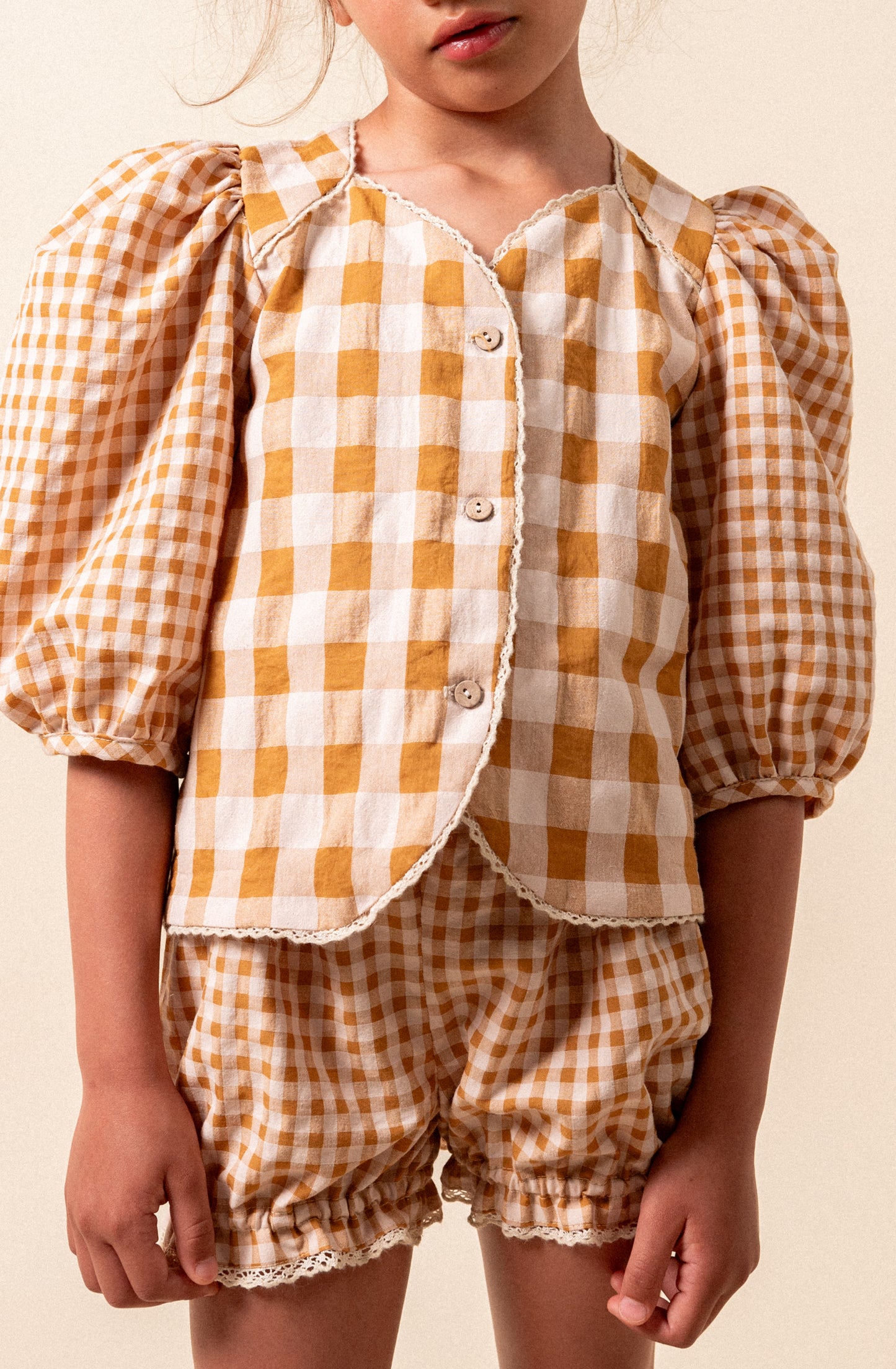 Caramel ginham blouse girl