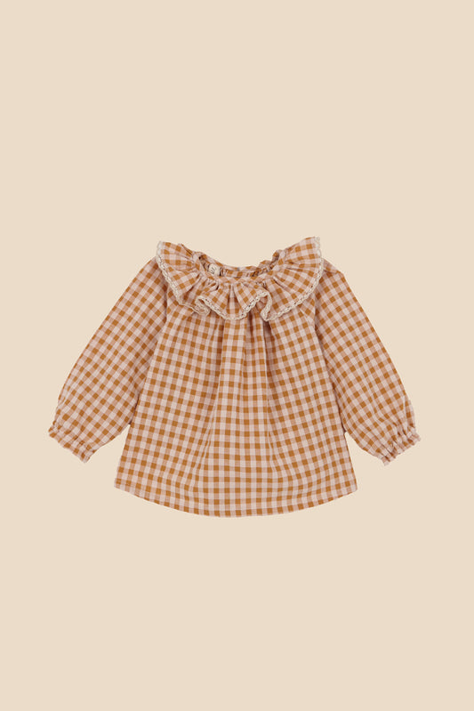 Blusón vichy caramel bebé