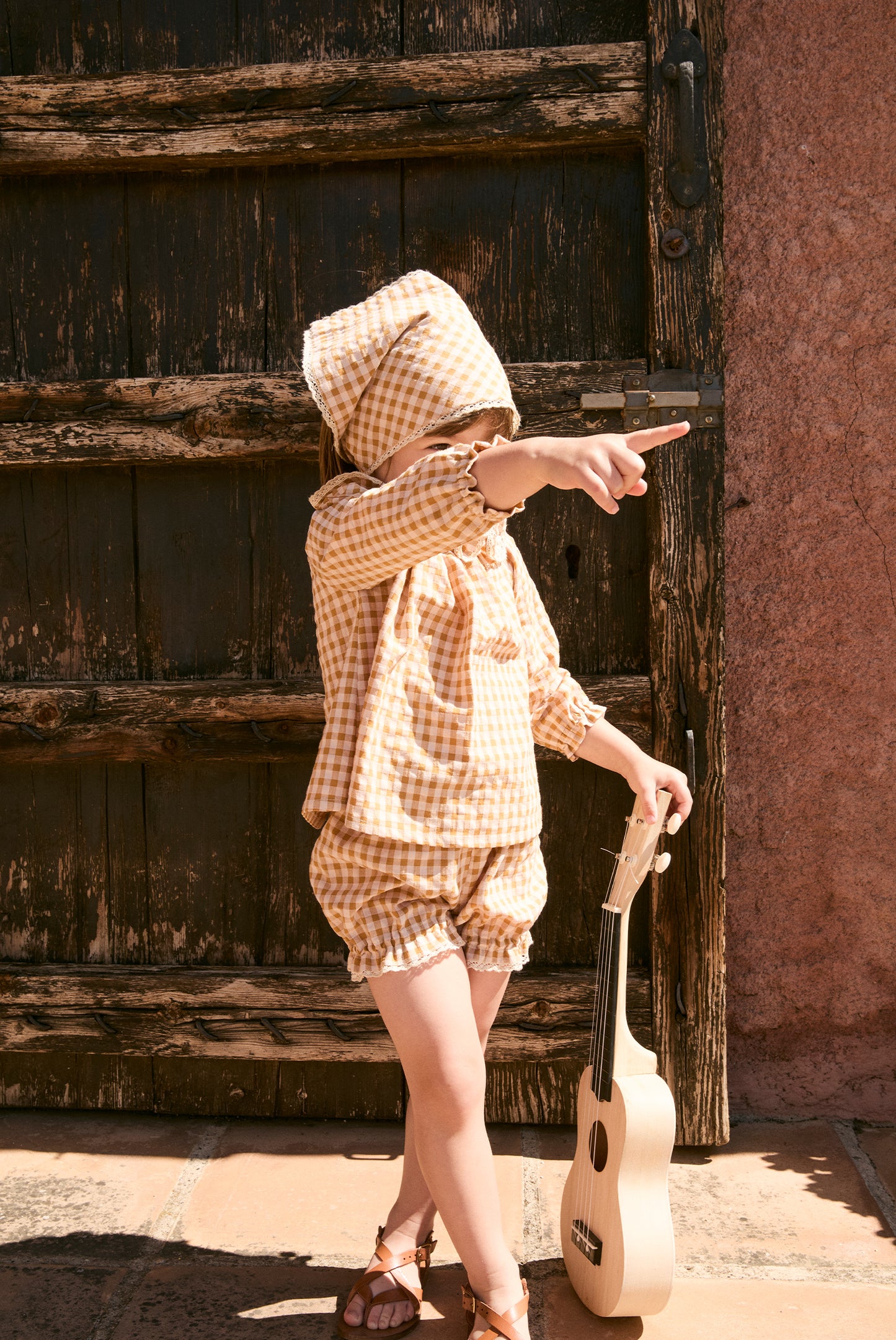 Blusón vichy caramel bebé