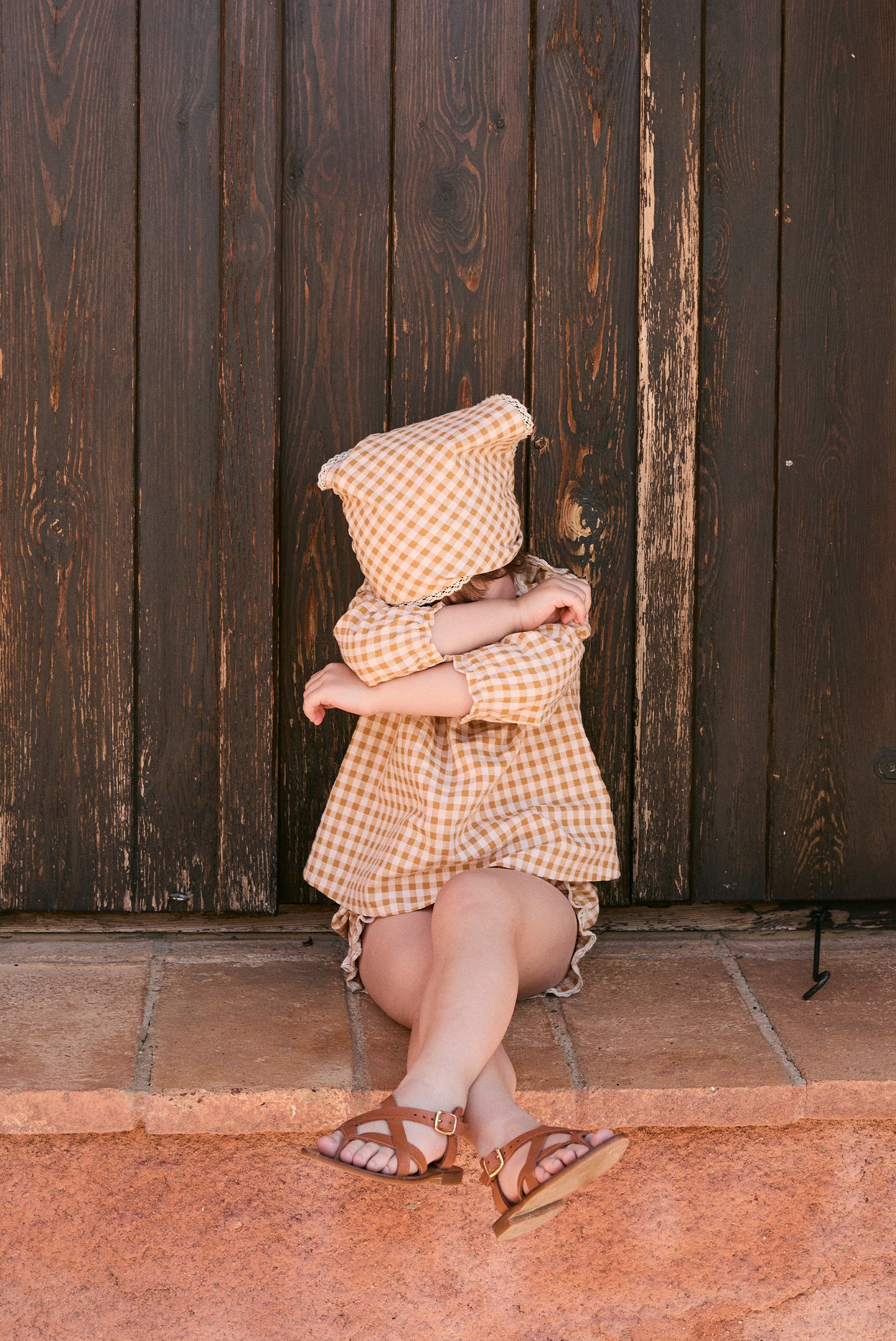 Blusón vichy caramel bebé