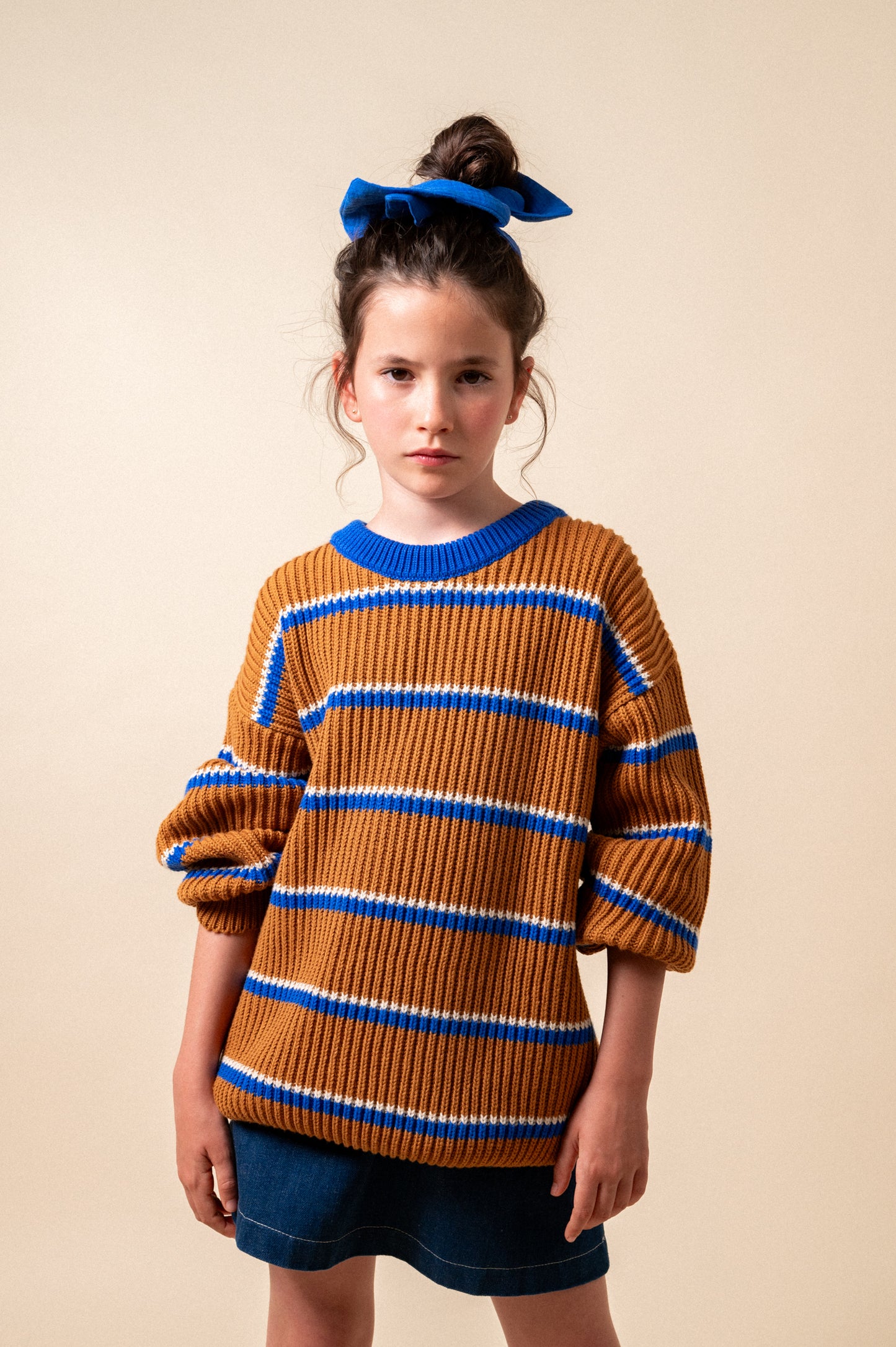 Caramel stripes knit sweater girl