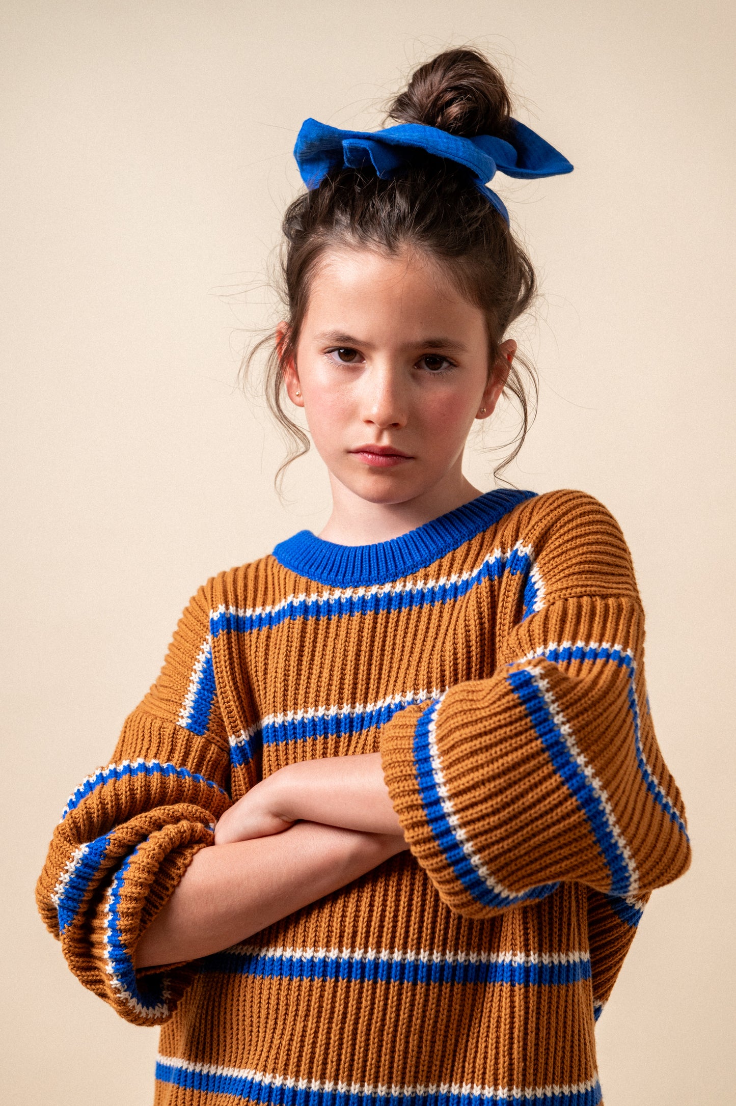 Caramel stripes knit sweater girl