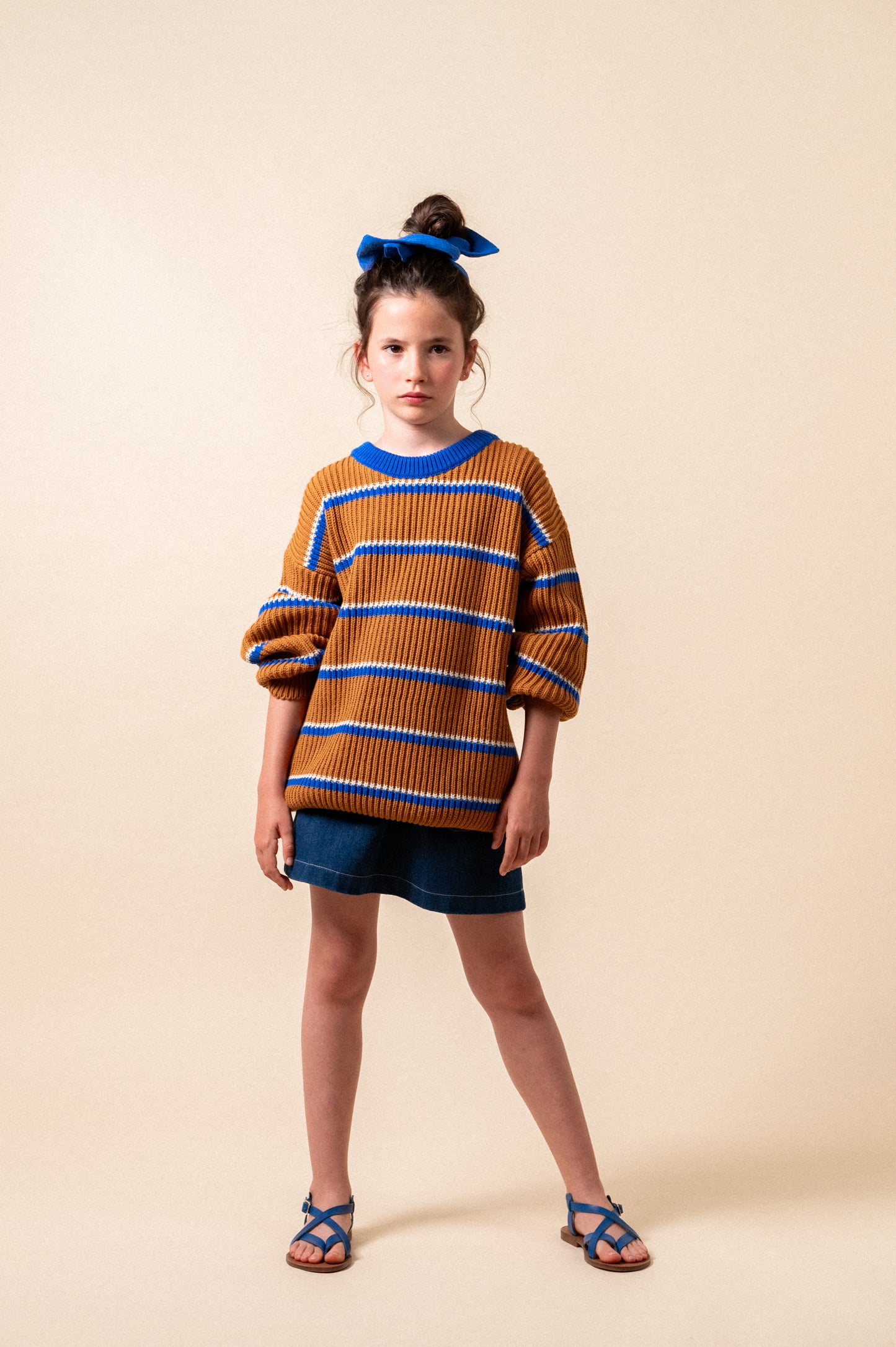 Caramel stripes knit sweater girl