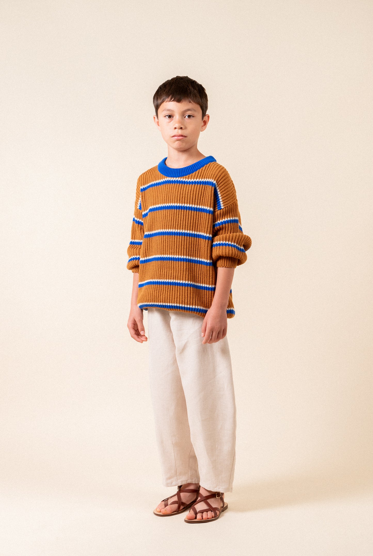 Caramel stripes knit sweater boy