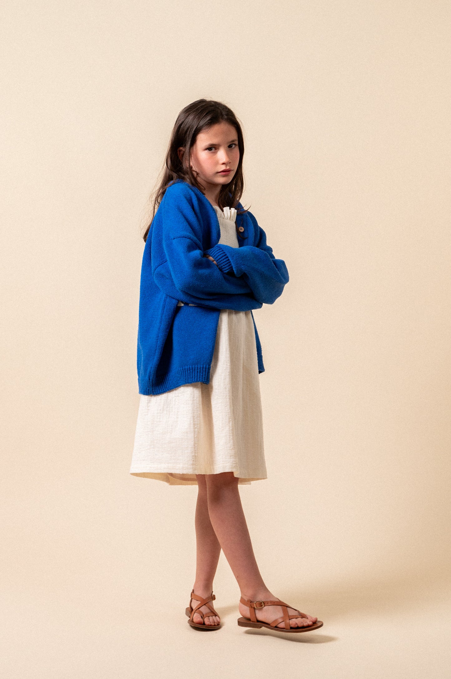 Cobalt Knit jacket with floral embroidery girl