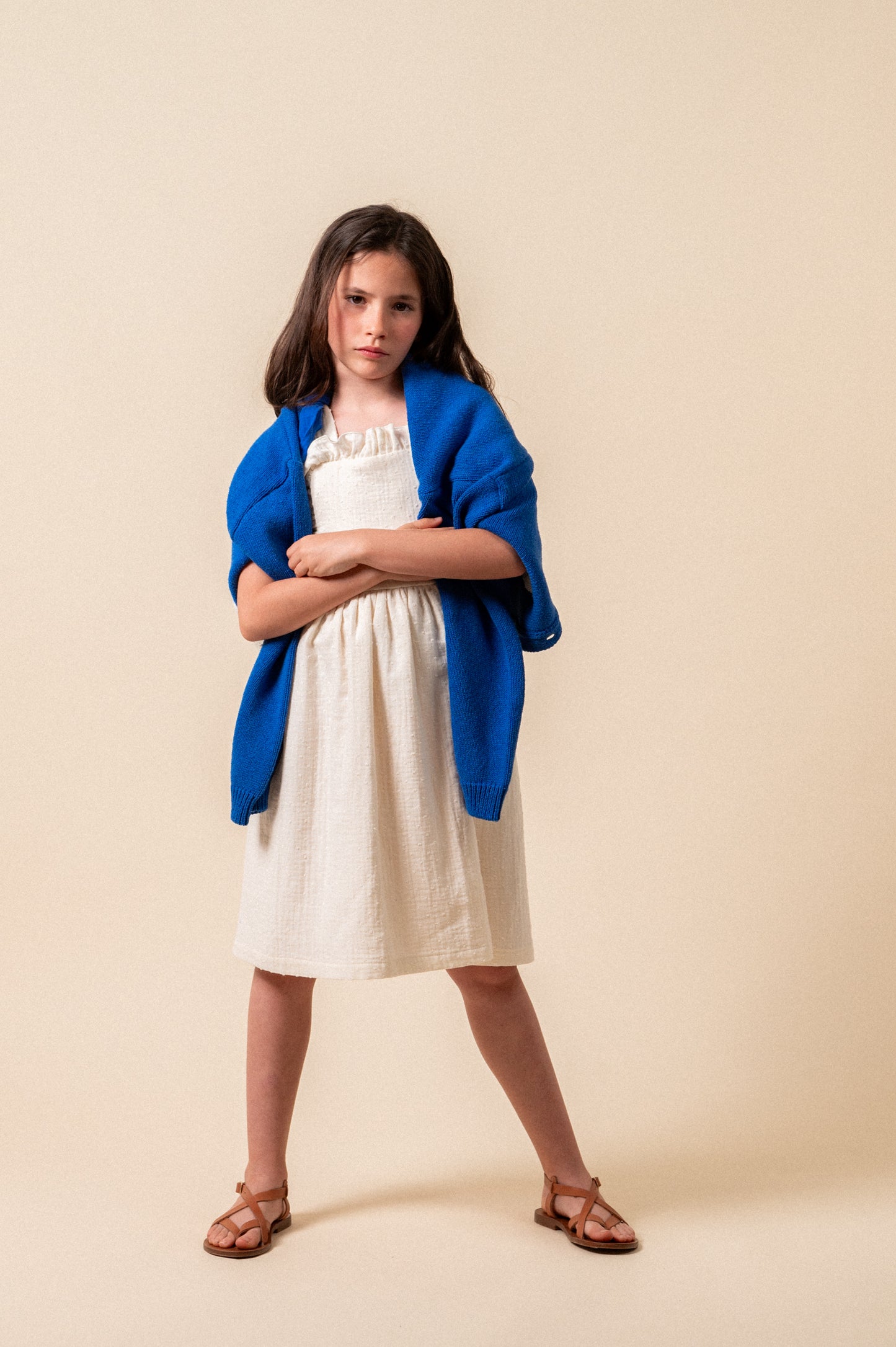 Cobalt Knit jacket with floral embroidery girl