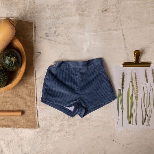 Bluish corduroy shorts