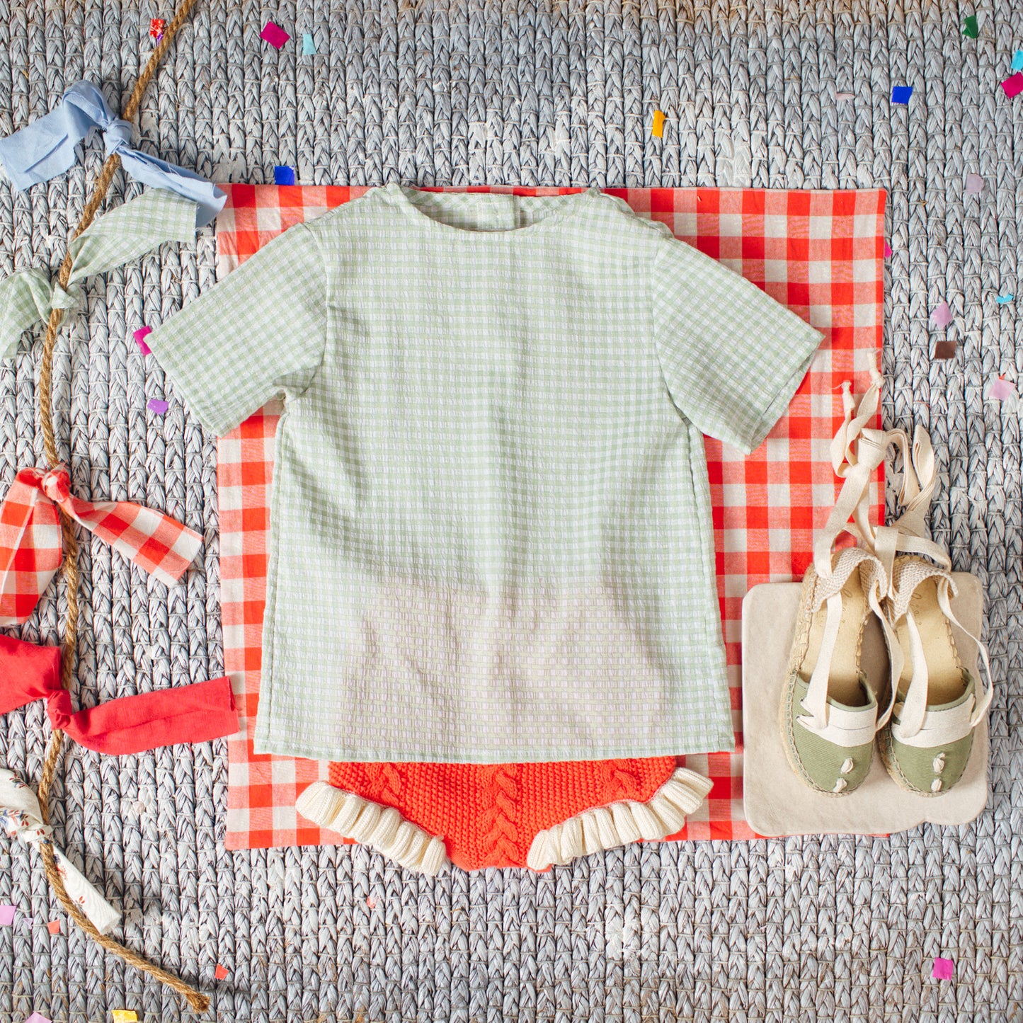 Camisa manga corta vichy verde