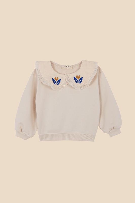 Sudadera maxi cuello bordado bebé